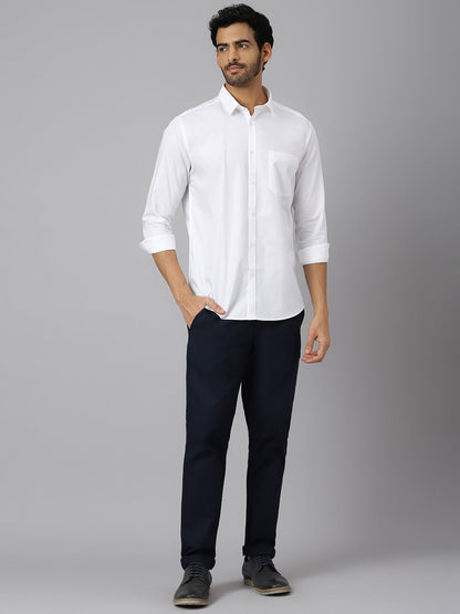 Chest Pocket Premium Cotton White Shirt - Routine