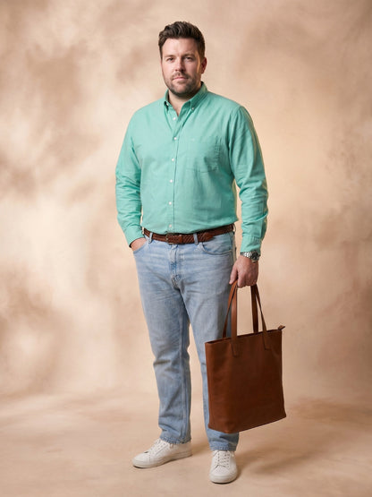 Lime Green Regular Fit Solid Plus Size Casual Shirt for Men (ARMON)