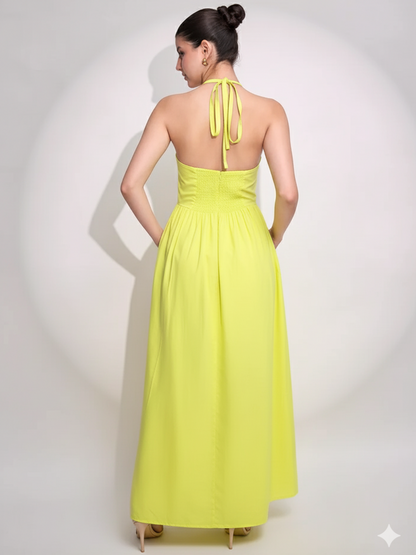 Halter Neck Cotton Maxi Dress