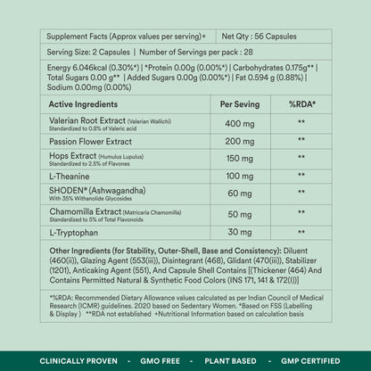Origins Nutra Stress-Sleep Aid Capsules| Melatonin Free| Non-Habit forming| Calmer mind & Restfull sleep| GMP Certified |Non-GMO |For Men & Women| 56 Capsules 4 Week