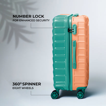 Nasher Miles Vegas Hard-Sided Polycarbonate Check-in Luggage Peach&Sea Blue 28 inch |75 Trolley Bag