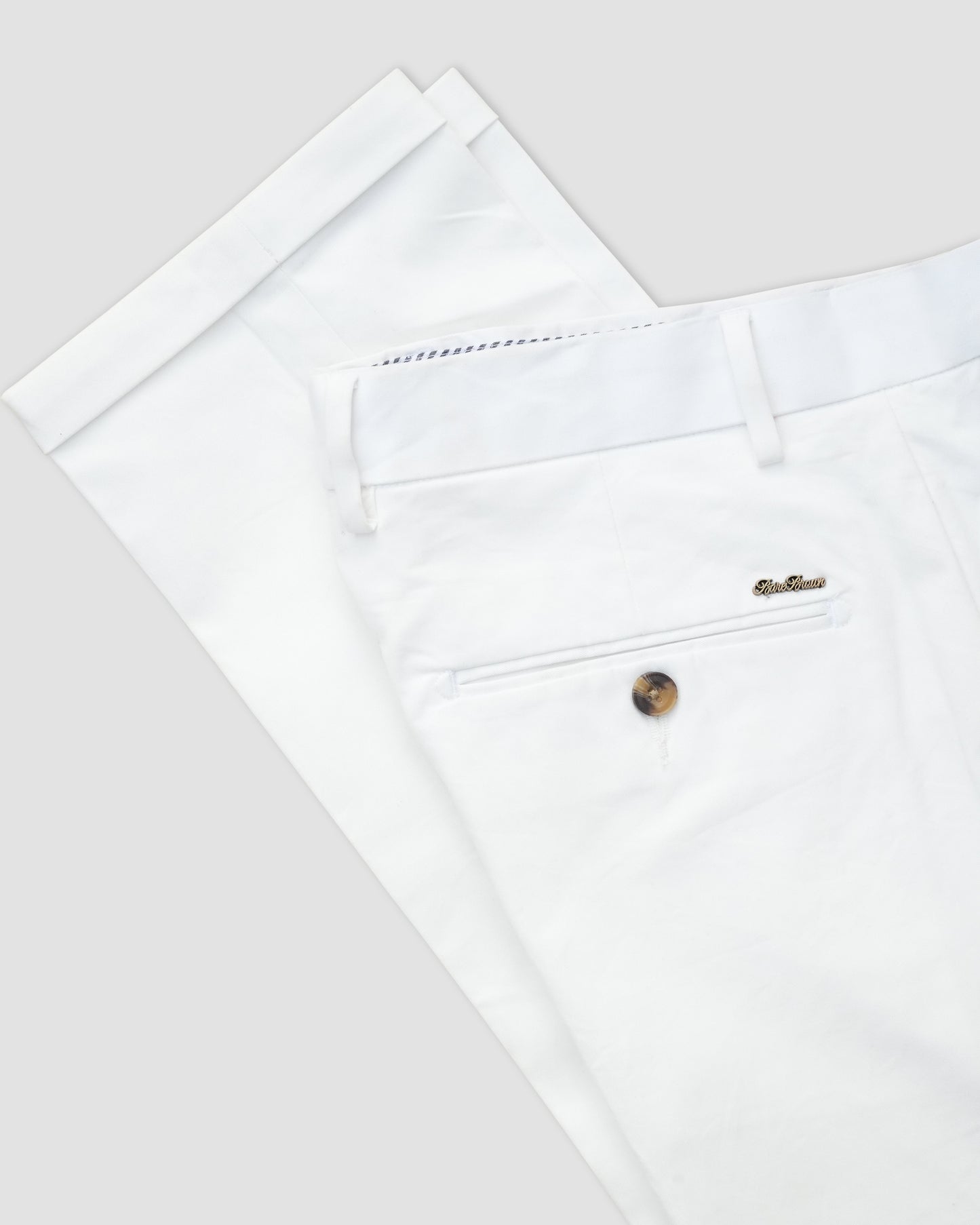 Bare Brown Slim Fit Trouser - White
