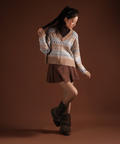 Plush Ribbed Leg Warmer - Brown