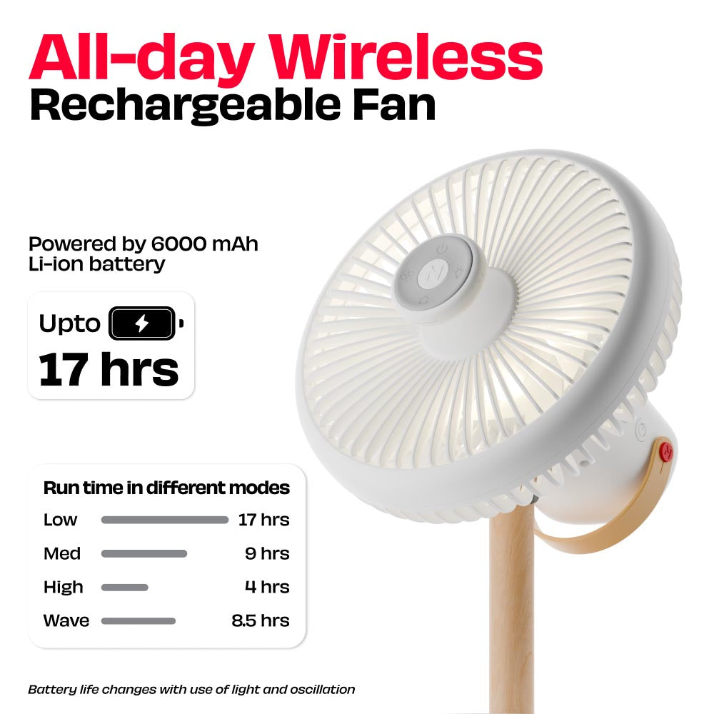 All-day Wireless Rechargeable Table Fan with Mood Light and Magnetic Remote | LĪT [v3]