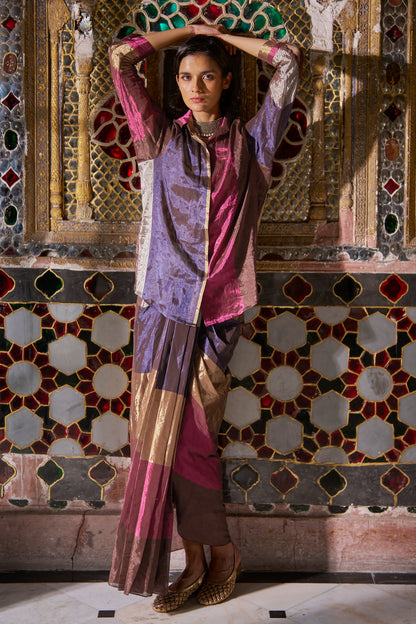 STRIPED BENARES TISSUE SKIRT SET