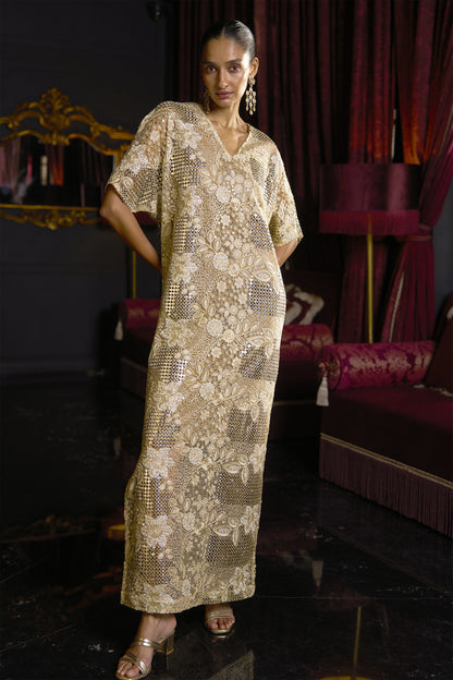MIRROR AND BEAD EMBROIDERED KAFTAN