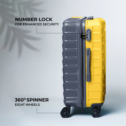 Nasher Miles Vegas Hard-Sided Polycarbonate Check-in Luggage Yellow&Grey 28 inch |75 Trolley Bag