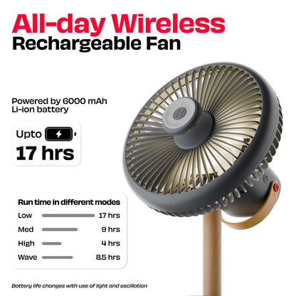 All-day Wireless Rechargeable Table Fan with Mood Light and Magnetic Remote | LĪT [v3]