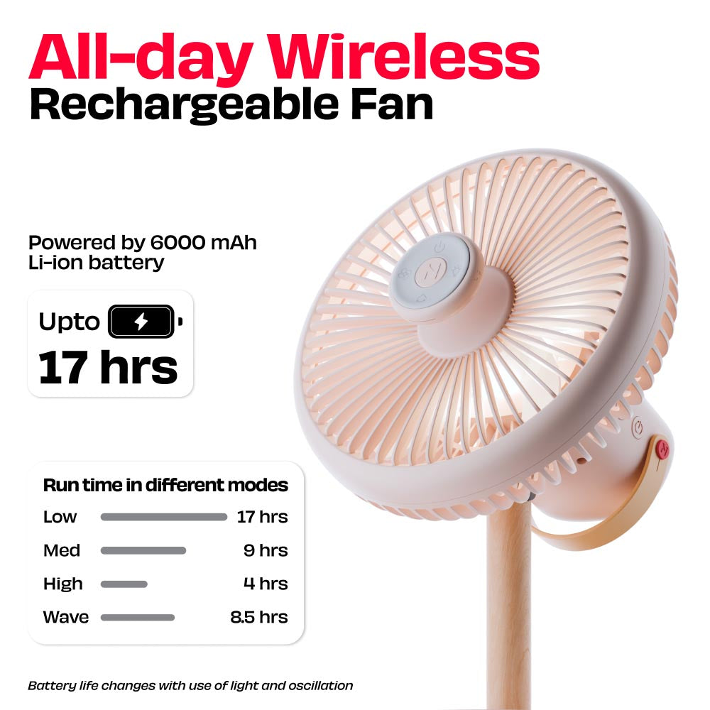 All-day Wireless Rechargeable Table Fan with Mood Light and Magnetic Remote | LĪT [v3]