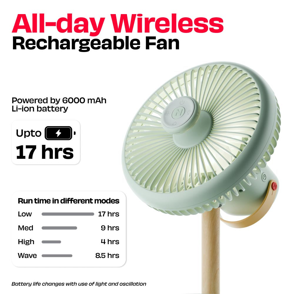 All-day Wireless Rechargeable Table Fan with Mood Light and Magnetic Remote | LĪT [v3]