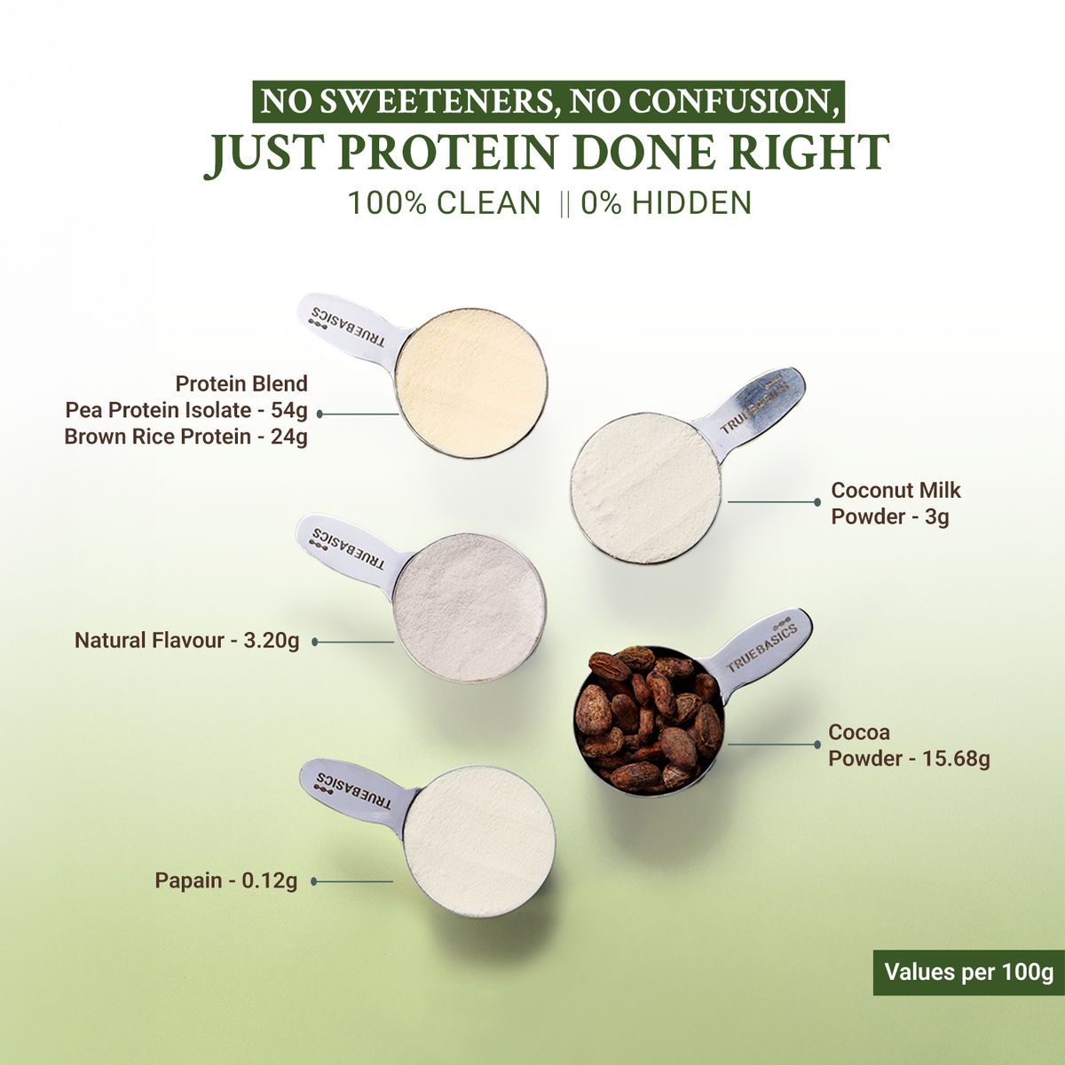 Clean Plant Protein Powder, Chocolate, 1kg | Brown Rice + Pea Protein | 24g Protein per Scoop | Trustified Gold Certified