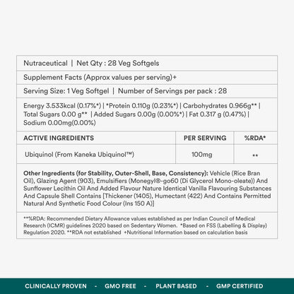 Origins Nutra Ubiquinol (100mg) | Boost Energy, Supports Heart & Healthy Ageing, Enhance Antioxidant Protection | Ubiquinol | GMP Certified | For Men & Women | 28 Soft Gels