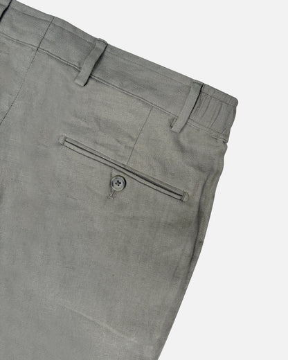 Bare Brown Relax Fit Linen Trouser with Side Elastic - Olive