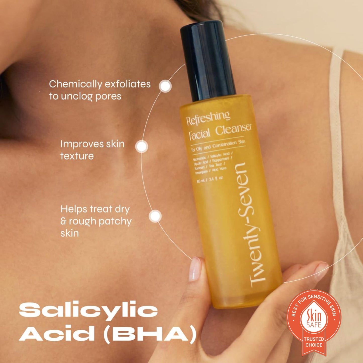 Refreshing Facial Cleanser with Niacinamide, Glycolic Acid (AHA) and Salicylic Acid (BHA) - 100ml