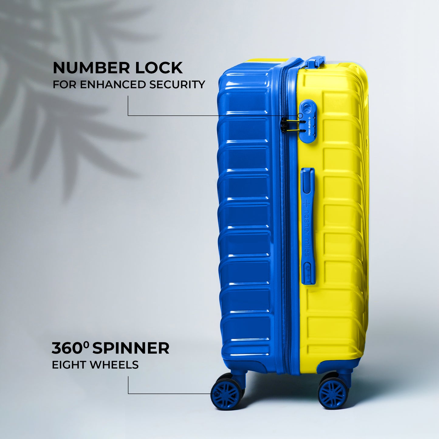 Nasher Miles Vegas Hard-Sided Polycarbonate Check-in Luggage Lime Green&Azure Blue 24 inch |65 Trolley Bag