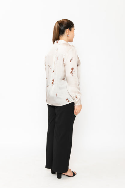 Contemponari-Wilted Petals Shirt-White | Contemponari at Broadway