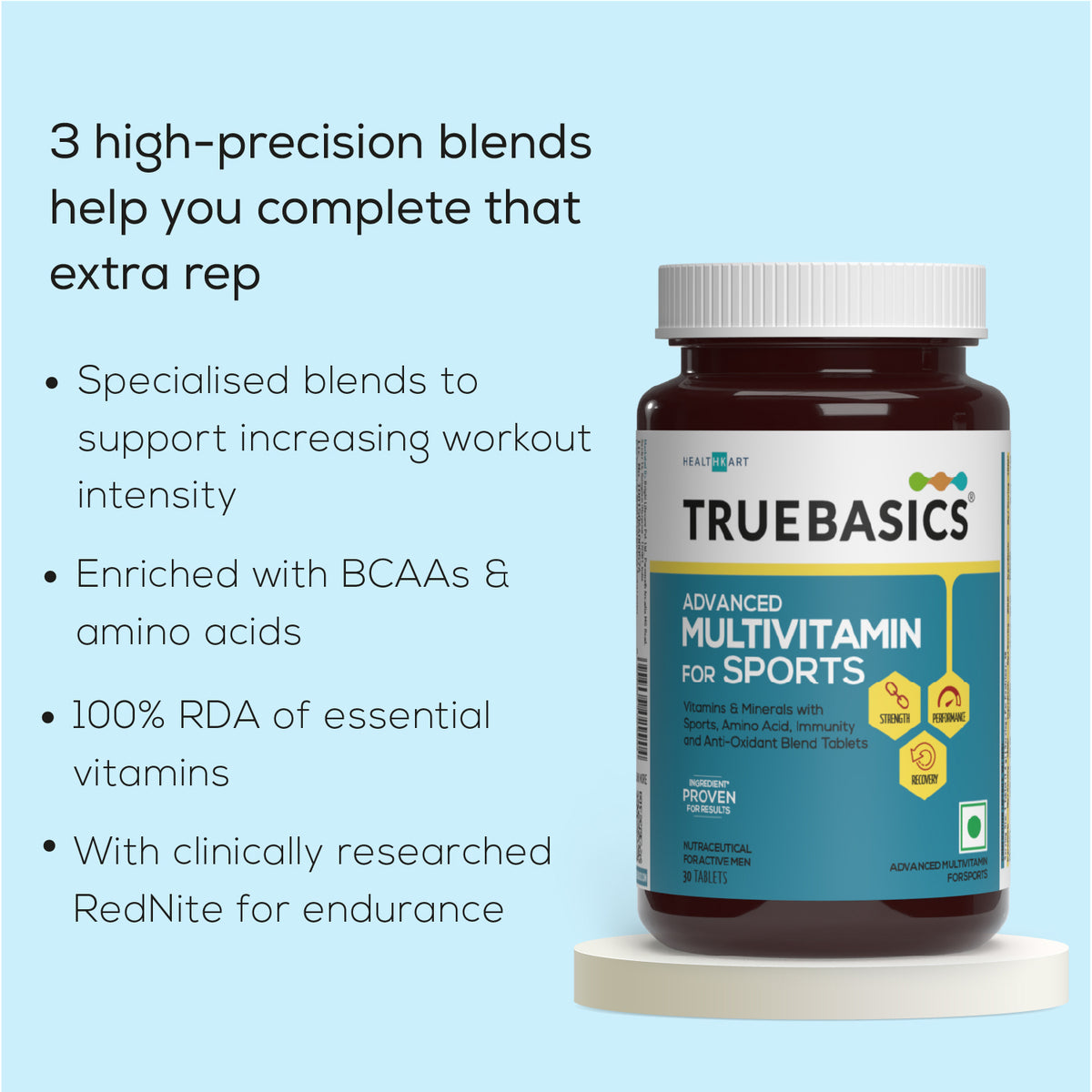 Advanced Multivitamin For Sports & Fitness, 30 Tablets | With Amino Acid, Energy, Antioxidant & Immunity Blends, 24 Vitamins & Minerals | For Immunity & Energy