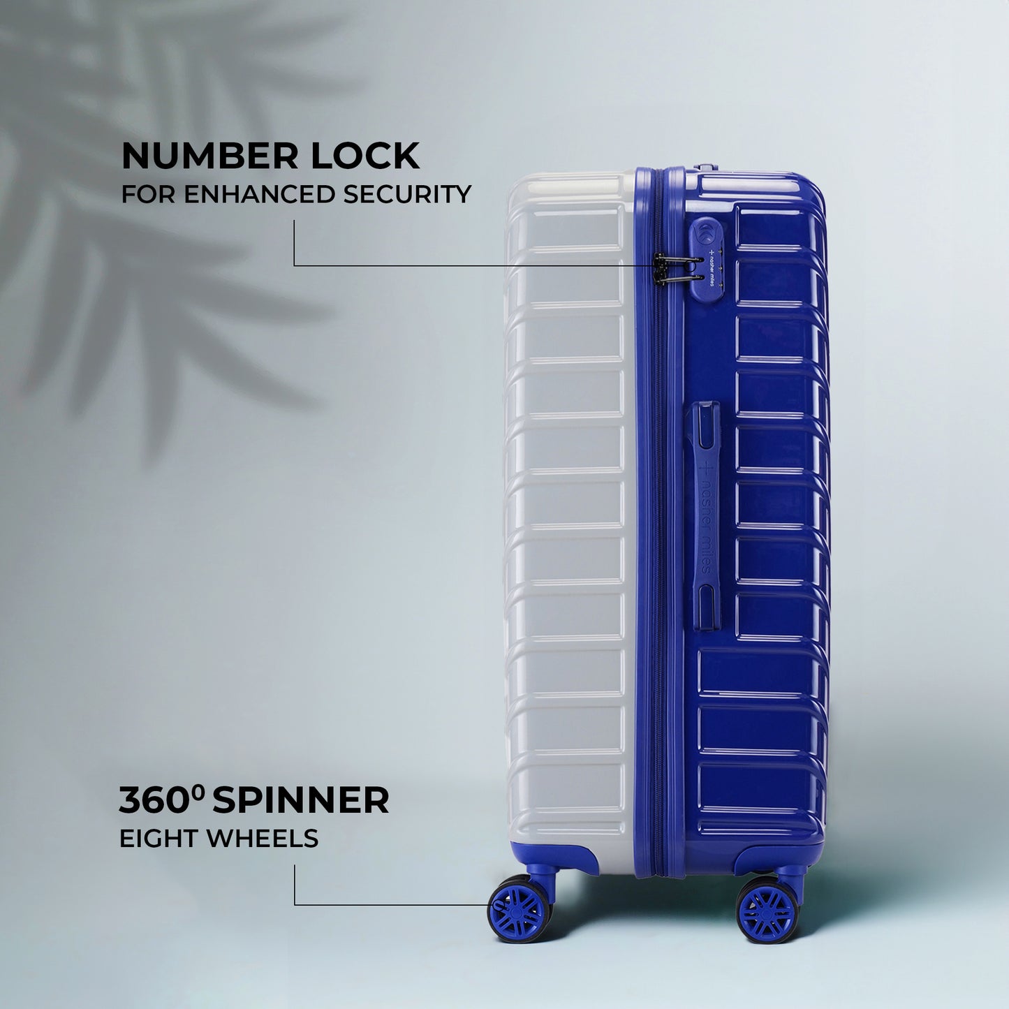 Nasher Miles Vegas Hard-Sided Polycarbonate Check-in Luggage Blue&Silver 24 inch |65 Trolley Bag