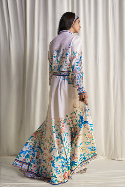 LINEN BOTANICAL PRINT MAXI SKIRT