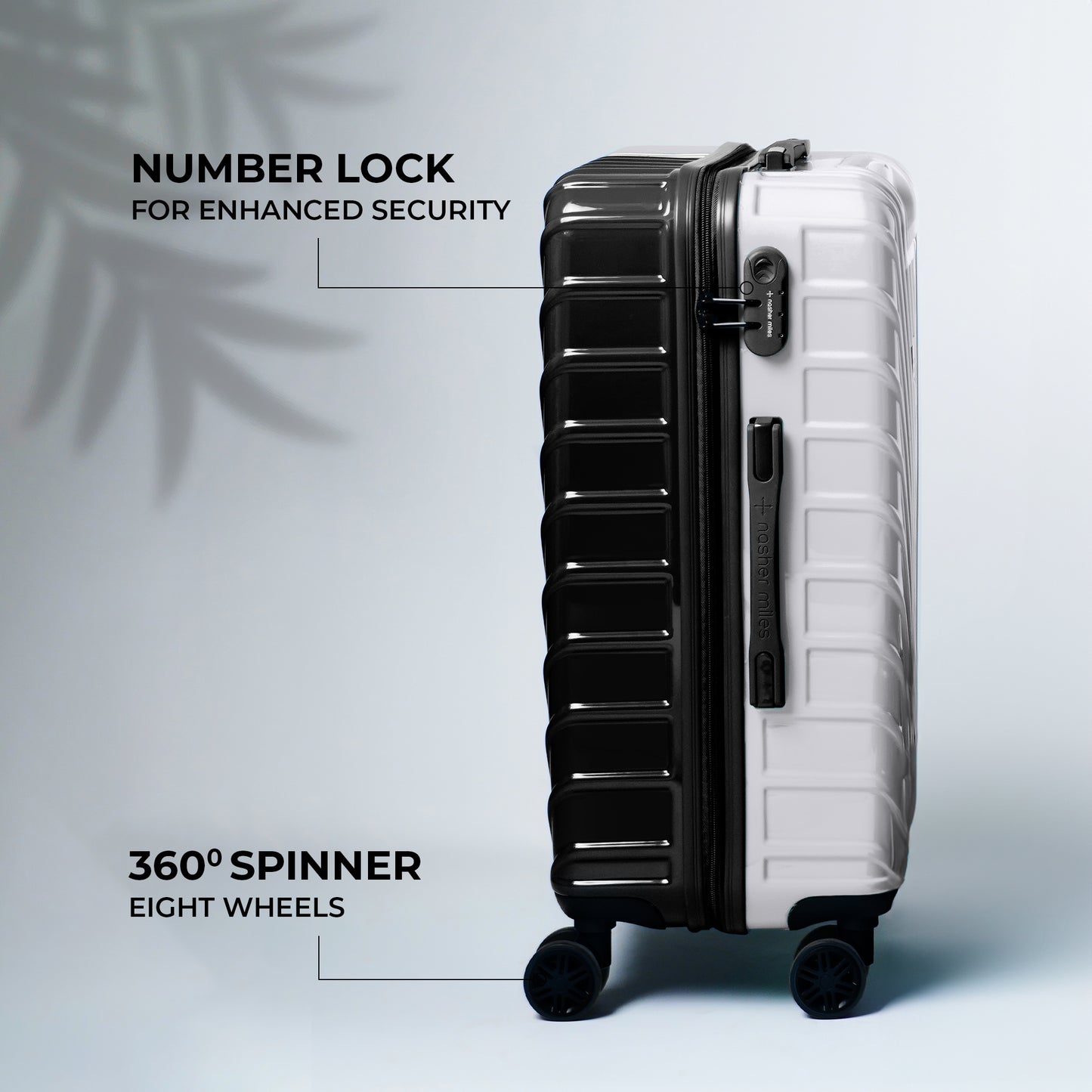 Nasher Miles Vegas Hard-Sided Polycarbonate Check-in Luggage Black&White 24 inch |65 Trolley Bag