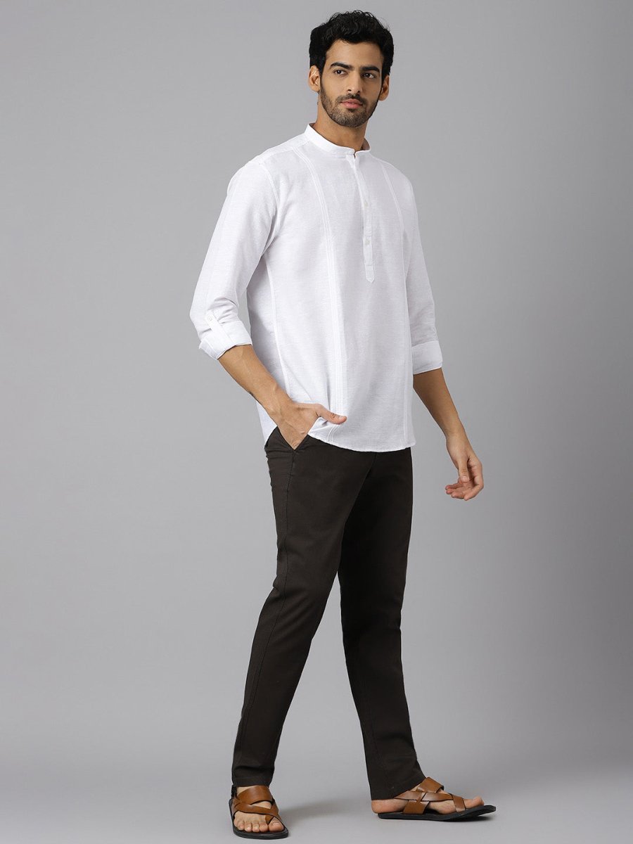 Soft Finish Mandarin Collar White Kurta - Spirited