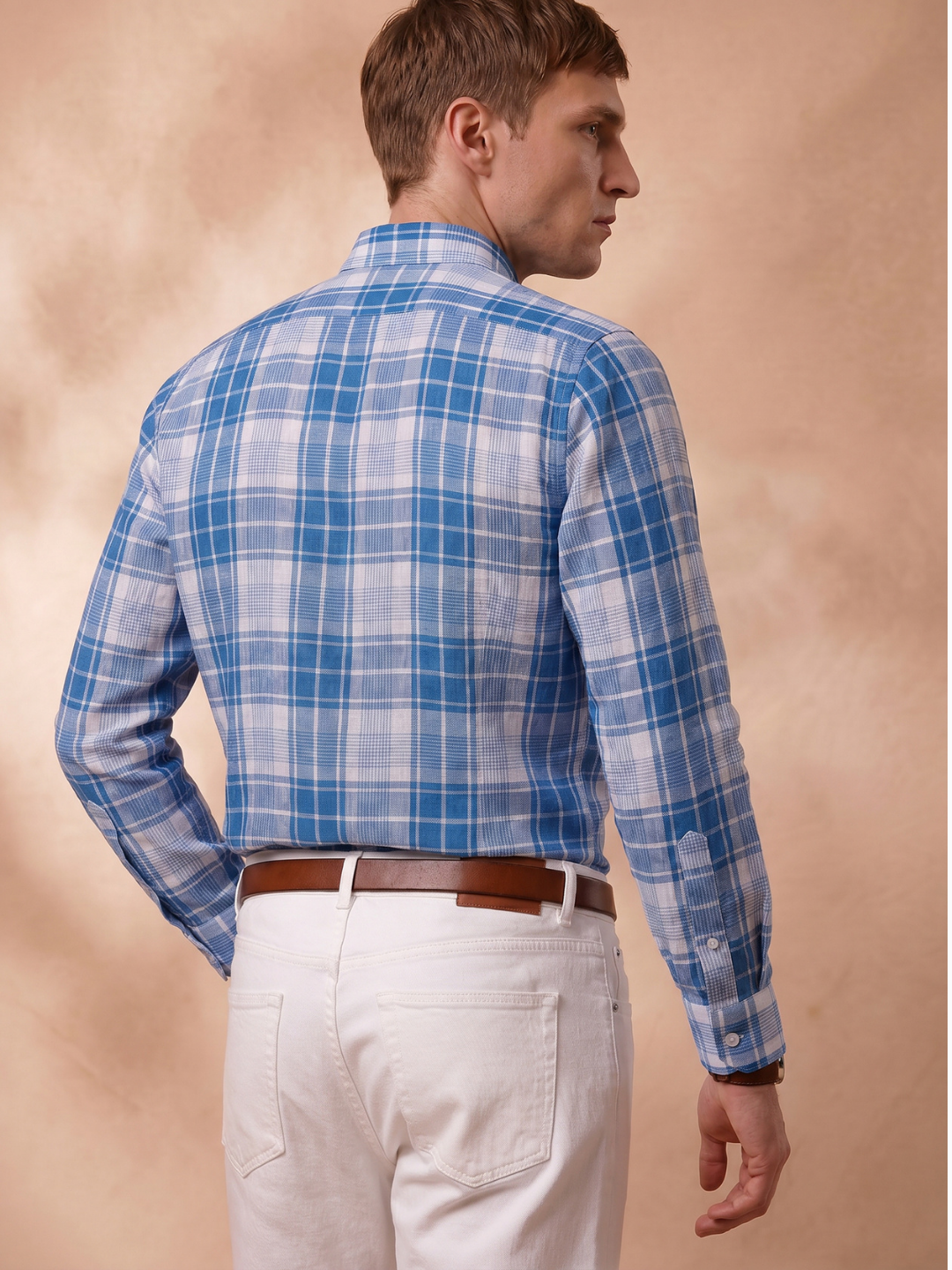 Regular Fit Linen Blue Casual Shirt for Men (LINAZ)