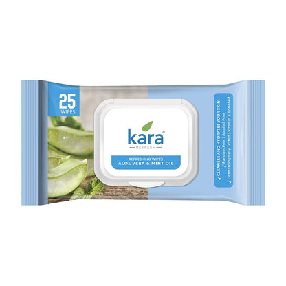 Kara Refreshing Wet Wipes with Aloe Vera & Mint Oil