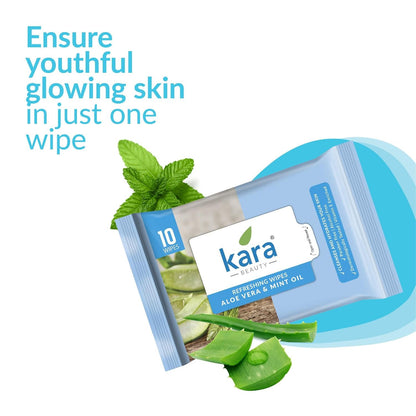 Kara Refreshing Wet Wipes with Aloe Vera & Mint Oil