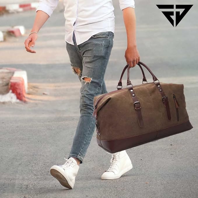 FUR JADEN  40L Canvas Weekender Travel Duffle Cabin Bag
