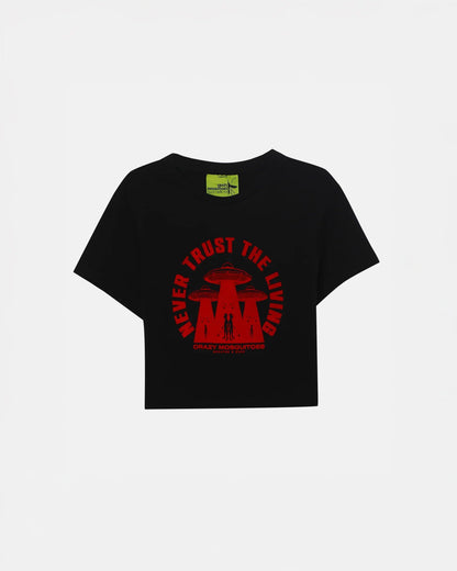 Cosmic Intruder Crop - Black | Crazy Mosquitoes at Broadway