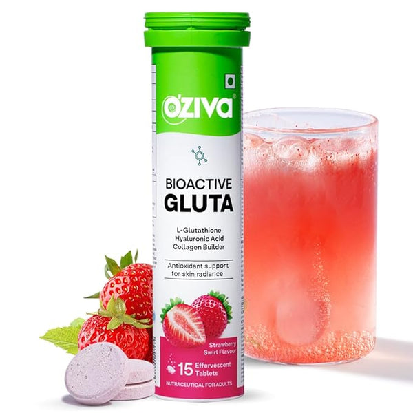 OZiva Bioactive Gluta Fizz Tablet 15 Tabs - Strawberry Swirl