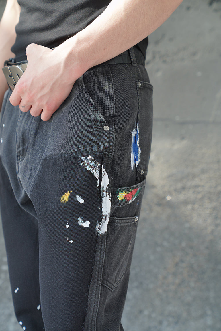 CONTRAST CODE CHARCOAL DUAL CUT VALKYRE JEANS