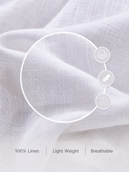 Aldeno Mens Regular Fit Solid White Casual Linen Shirt (LITE)