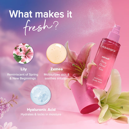 Refresh+ Dewy Floral Kiss Perfume Body Mist with Zemea & Hyaluronic Acid- 150 ml