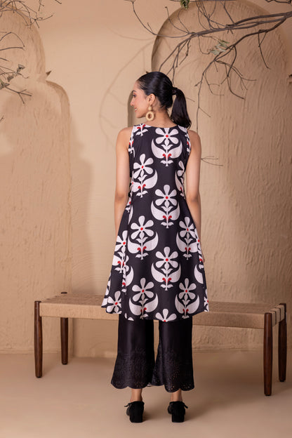 BLACK FLORAL PRINTED CO-ORD SET
