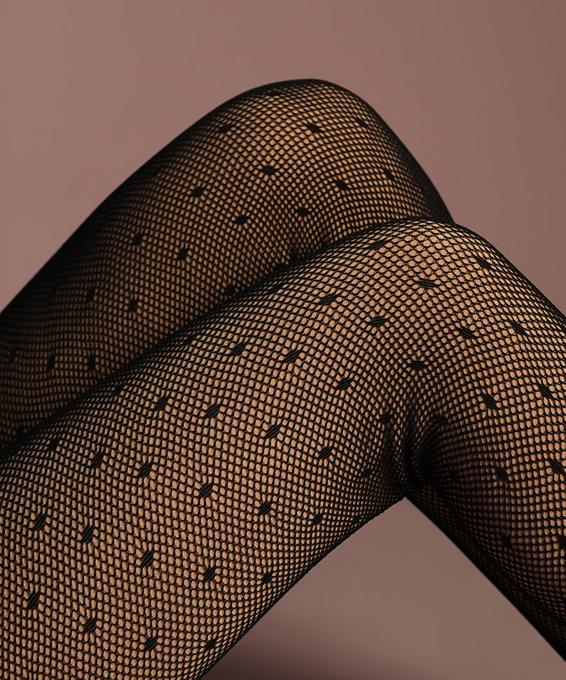Fishnet Fur Dotted Stockings