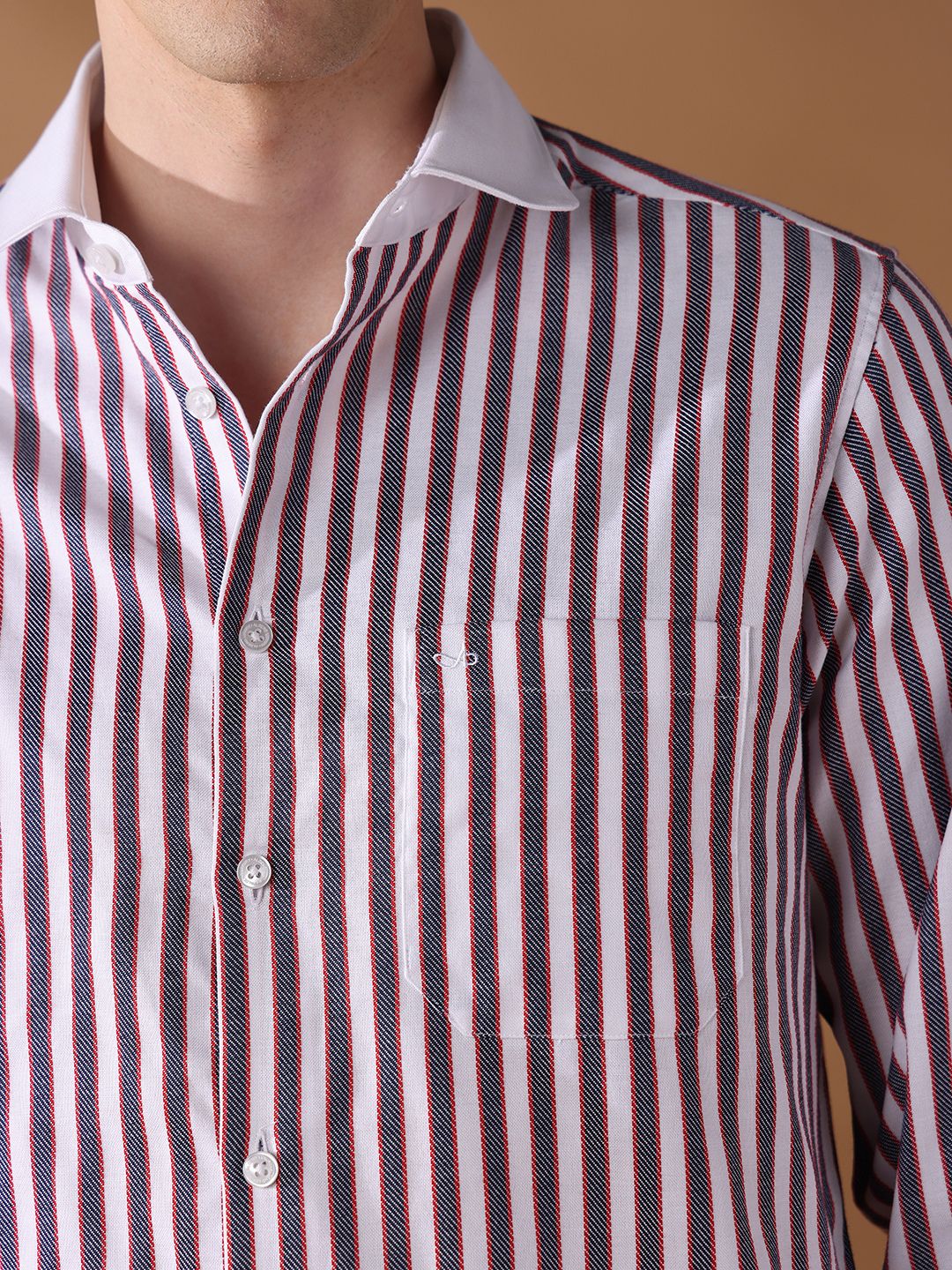 Grey Regular Fit Striped Formal Shirt for Men (DRILO)