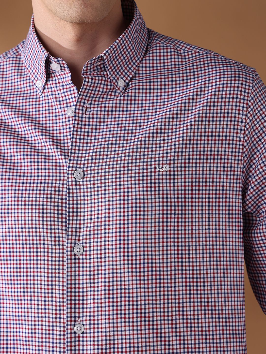 Red Regular Fit Checked Formal Shirt for Men (LEOP)