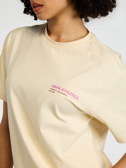 Cream Serve Side Oversized Printed Tee - Women