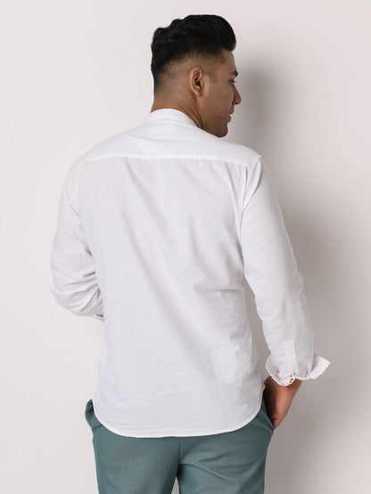 Poppy Print Oxford Weave White Shirt - Zipping