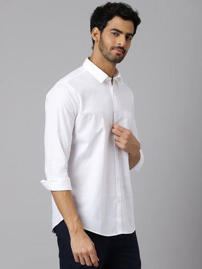 Chest Pocket Premium Cotton White Shirt - Routine