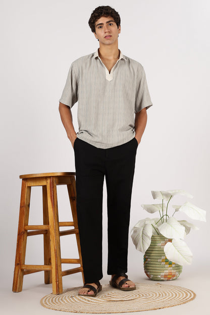 Linen-style 100% Cotton Relaxed Fit Black Pant | Hamptons at Broadway