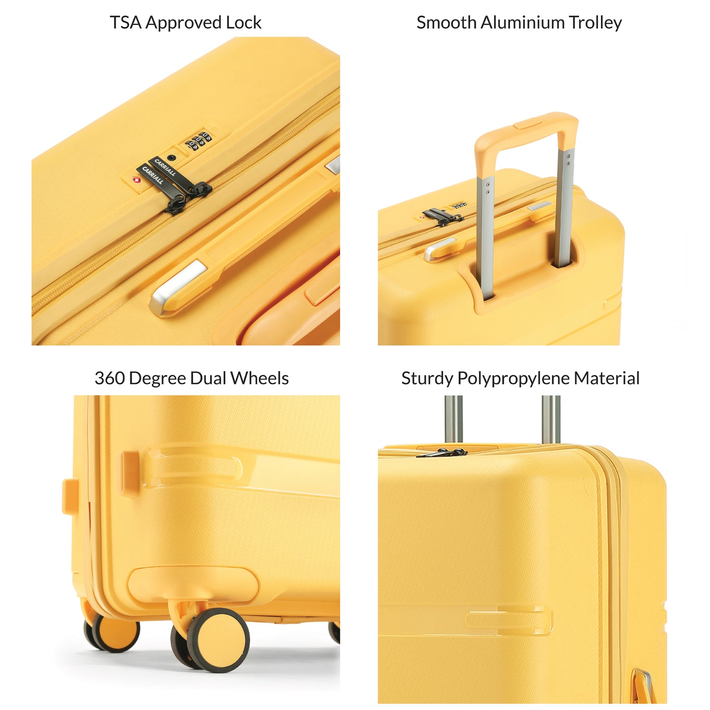 Carriall Drift ( PP ) Yellow hardsided 24 inch check-in luggage