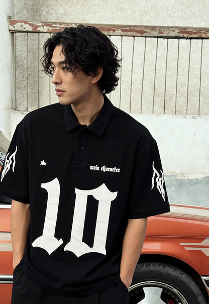 Black-Ten Oversized Polo T-Shirt