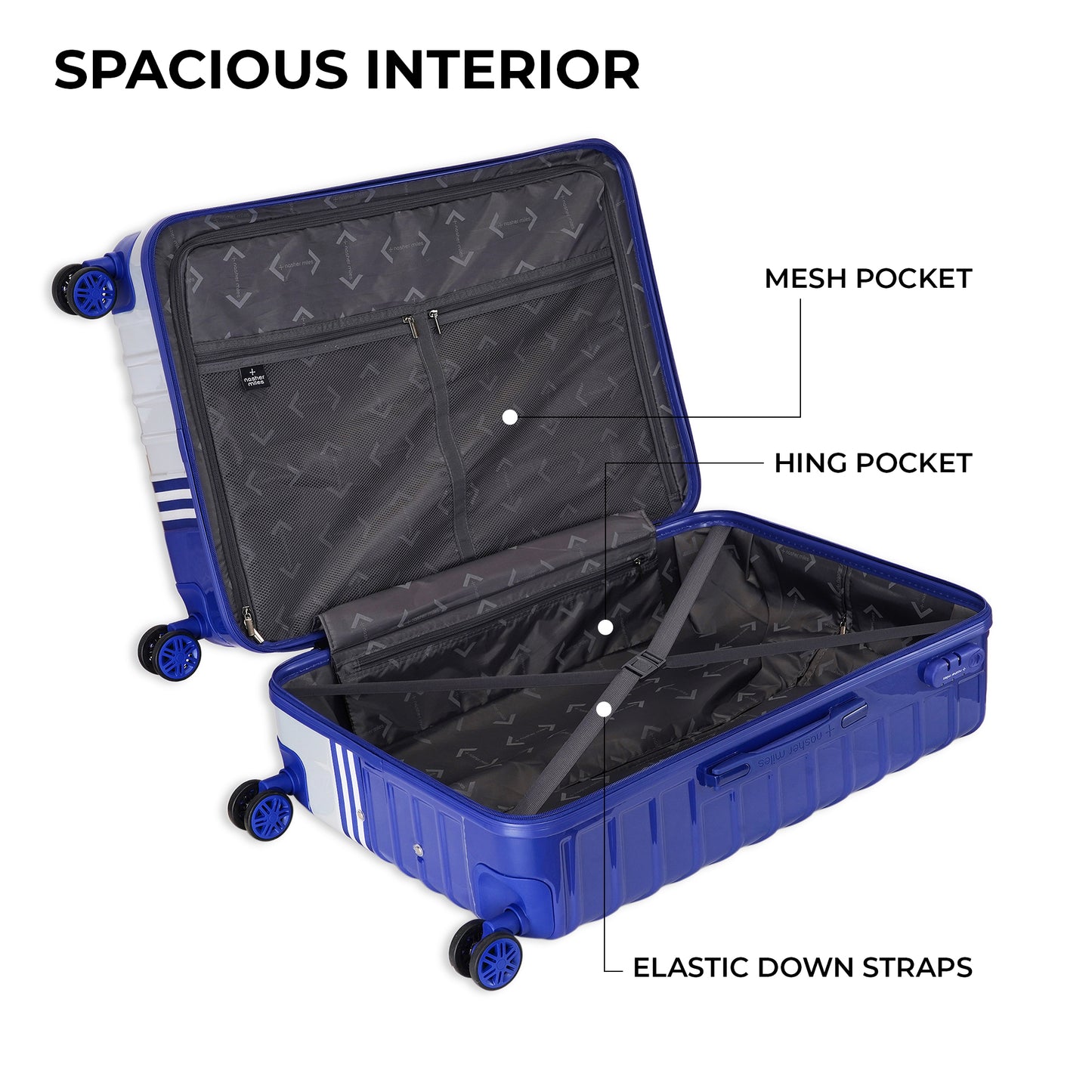 Nasher Miles Vegas Hard-Sided Polycarbonate Check-in Luggage Blue&Silver 28 inch |75 Trolley Bag