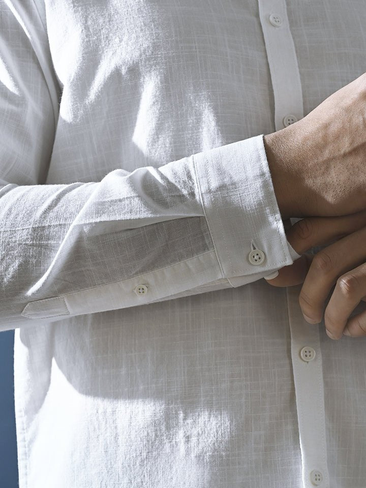 White Solid Slub Shirt | Kingdom Of White at Broadway