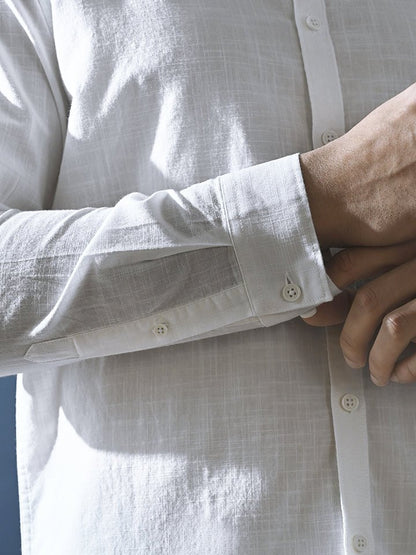 White Solid Slub Shirt | Kingdom Of White at Broadway
