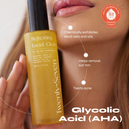 Refreshing Facial Cleanser with Niacinamide, Glycolic Acid (AHA) and Salicylic Acid (BHA) - 100ml