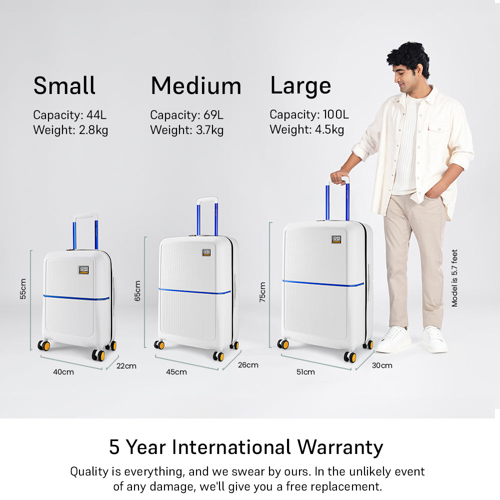 Caliber Large Hard Luggage -Ivory White-Large | Urban Jungle at Broadway