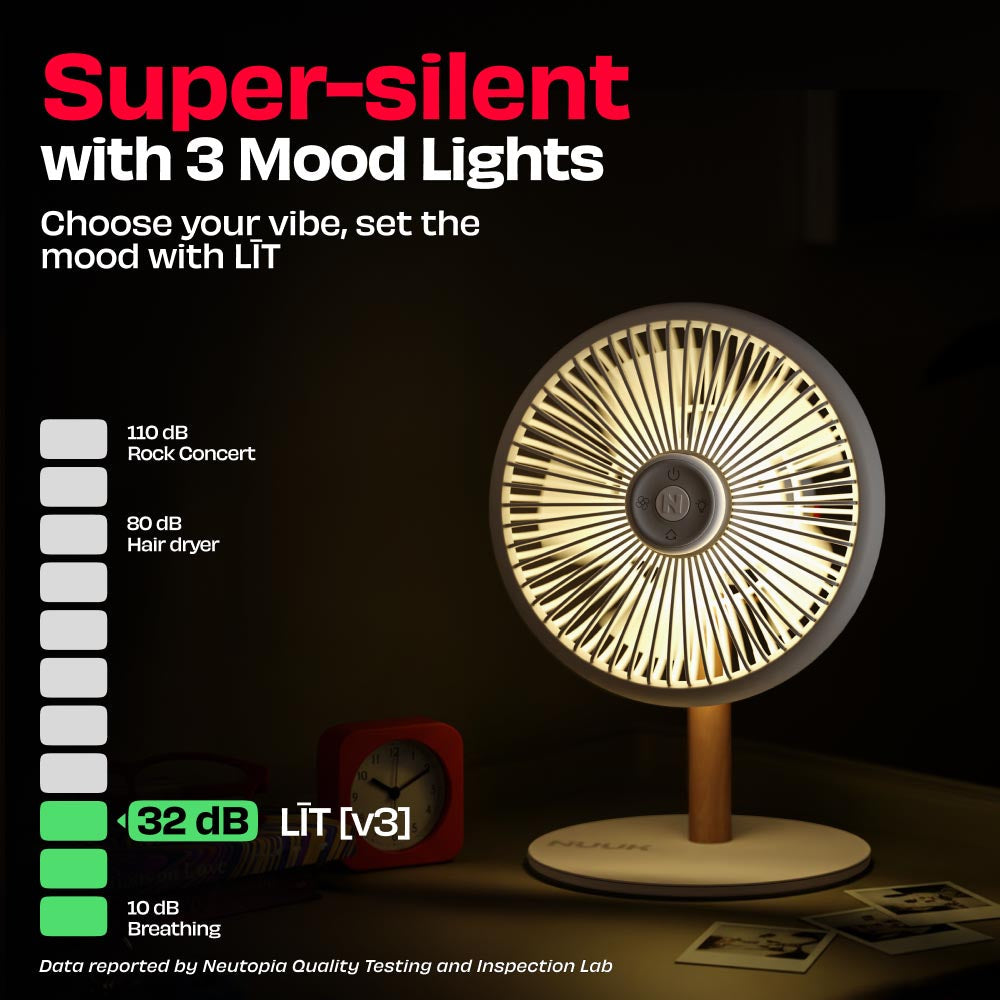 All-day Wireless Rechargeable Table Fan with Mood Light and Magnetic Remote | LĪT [v3]